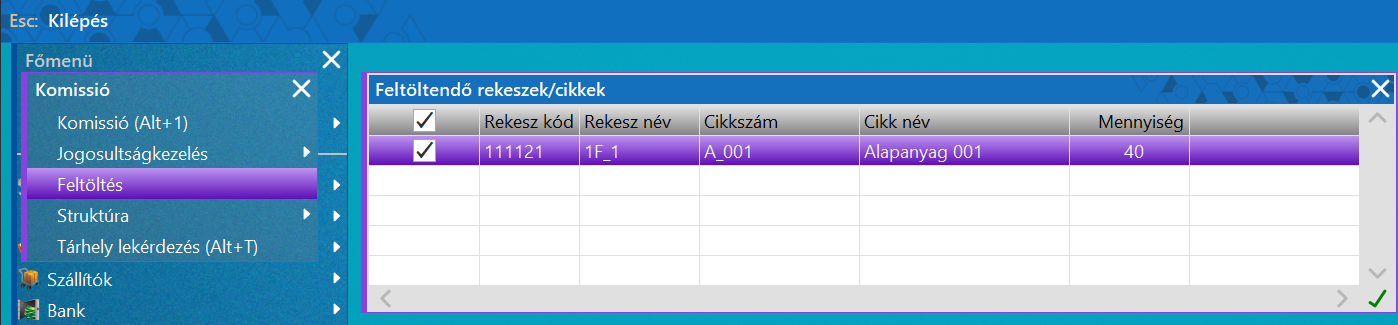 Feltöltendő rekeszek meghatározása