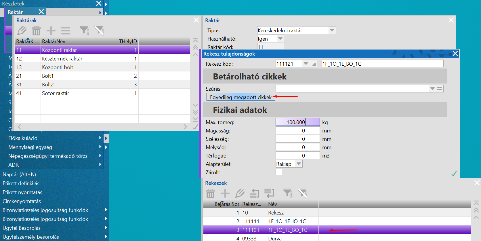 Minimális mennyiség megadása a raktártörzsben