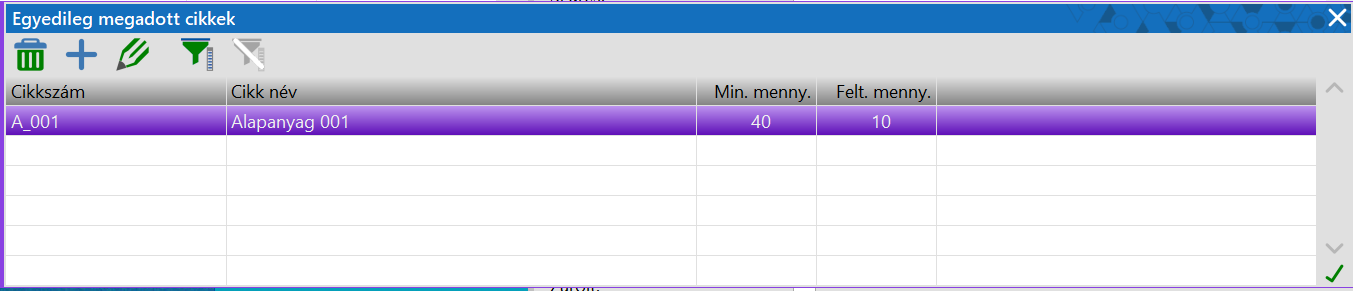 Rekeszbe tárolható cikkek