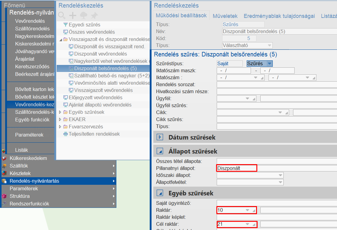 Kiskerbolt belsőrendelései