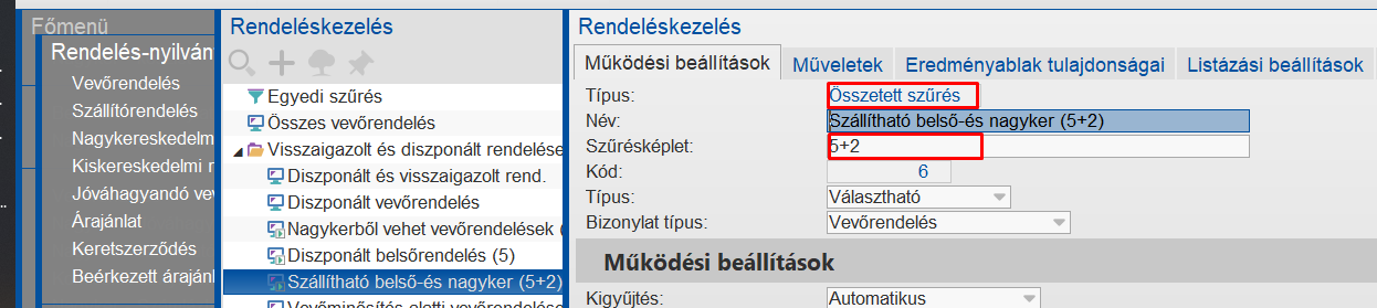 Összetett szűrés a két rendeléshalmaz úniójára