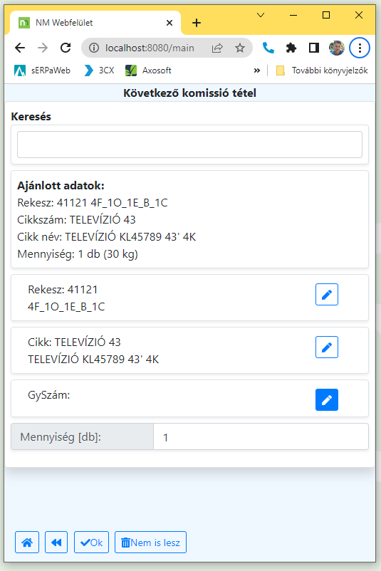 Komissiózandó tétel