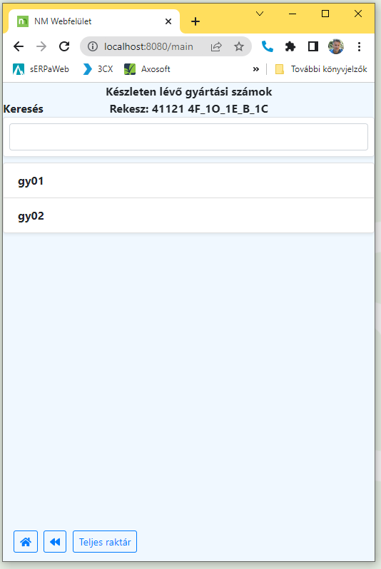 Gyártási szám kiválasztása