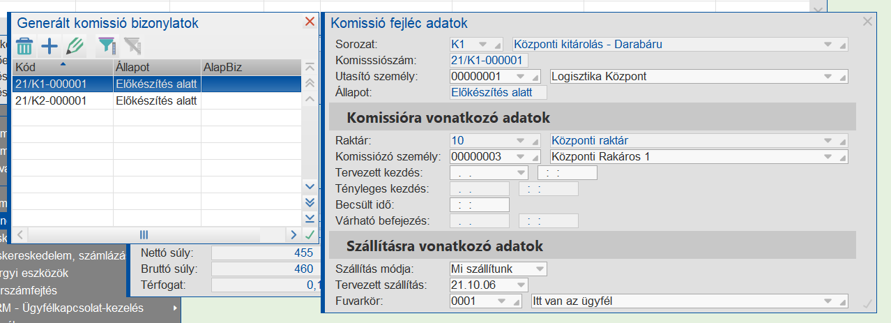 Egy rendelés alapán több utasítás készült