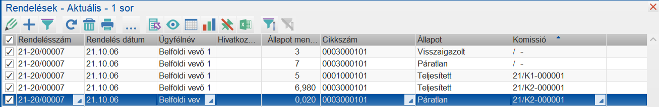 Rendelésen a tűrésnek megfelelően páratlan állítva a rendelés