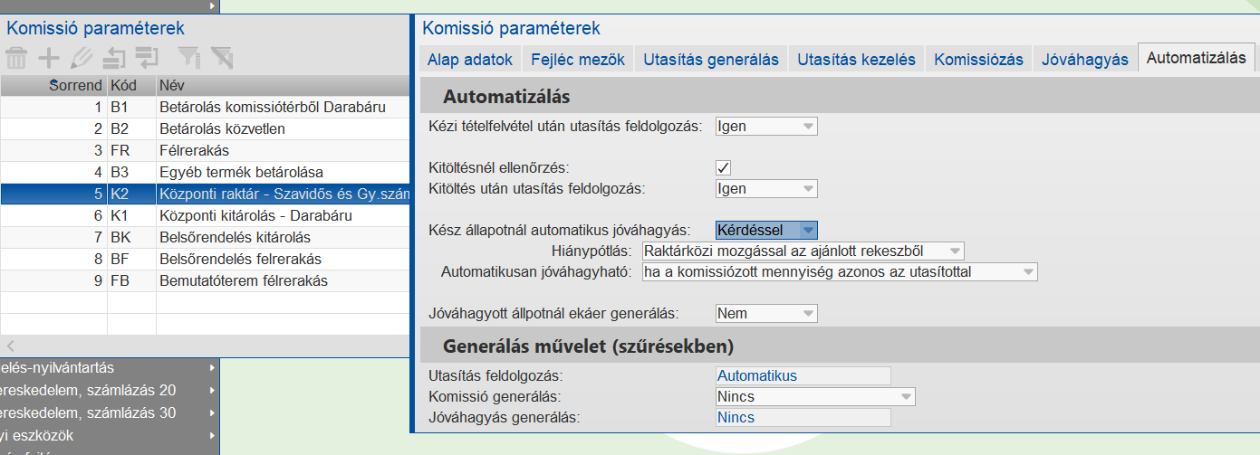 Automatizálás mérés művelet előtt