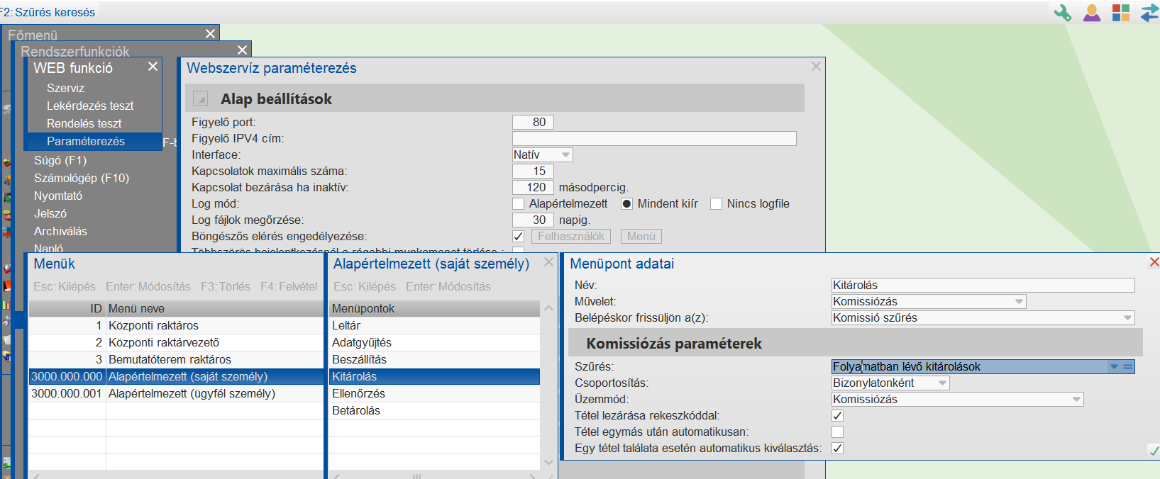 Web-alapú NM paraméterezése