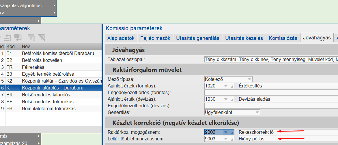 Korrekciós mozgások paraméterezése