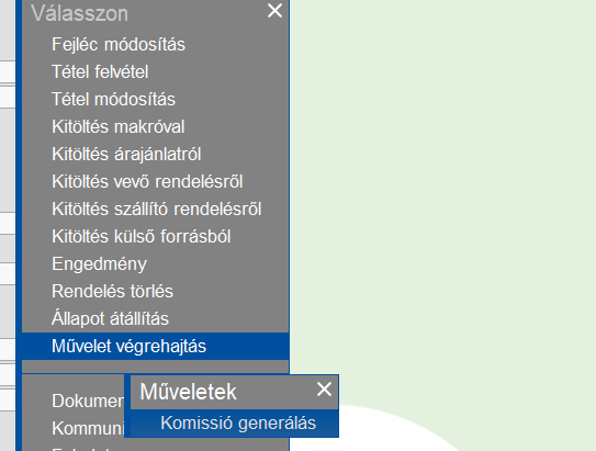 Művelet választás