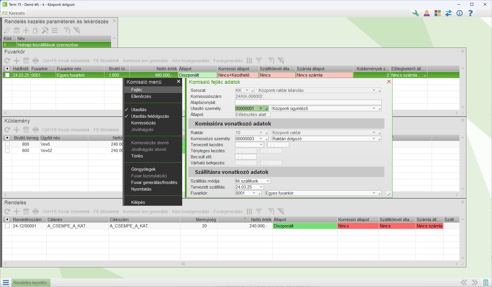 Utasítószemély ajánlás eredménye a komissióban