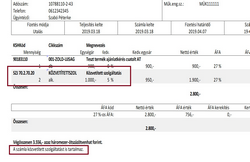 Közvetített szolgáltattás jelzése a számlaképen