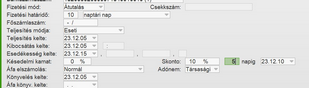 Skontó határidő a számla rögzítésénél