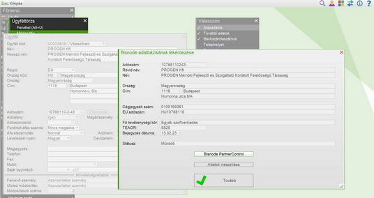 BISNODE lekérdezés