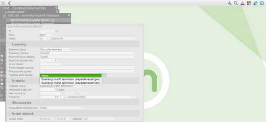 Kérdés eseményvezérelt feladatnál
