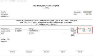 Deviza összeg a forint pénztárbizonylaton