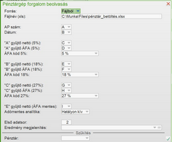 Pénztárgép adatok beolvasása