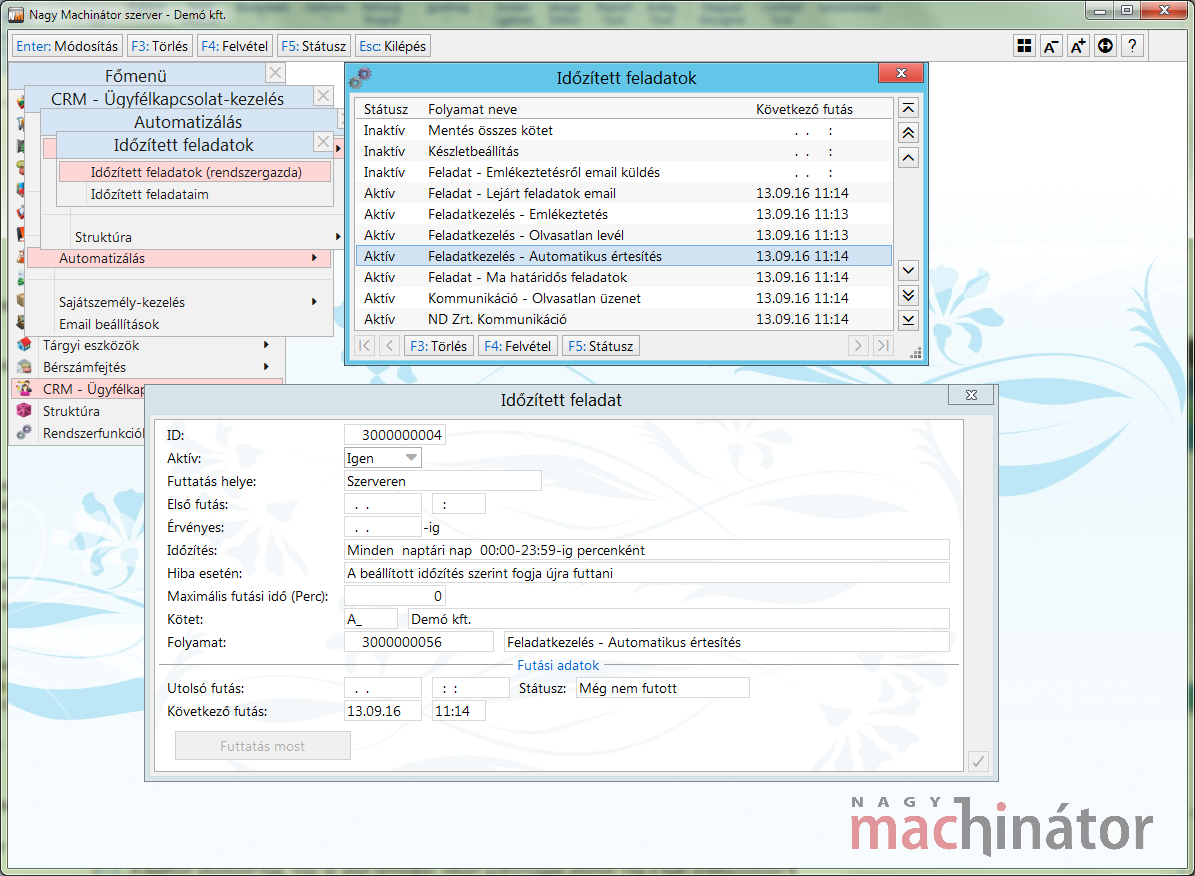 Aktivált Automatikus értesítés
