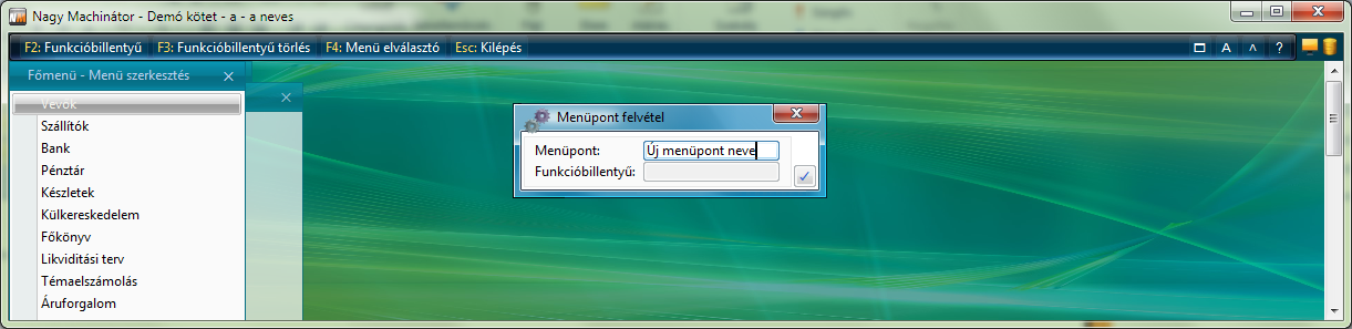 Új menüpont felvétele