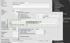 Az ügyfélhez tartozó e-számla paraméterek megadása