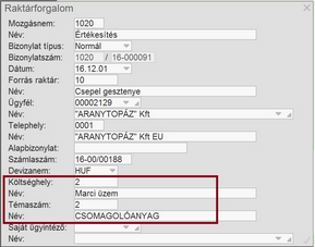 Témaszámok a szállítólevélben