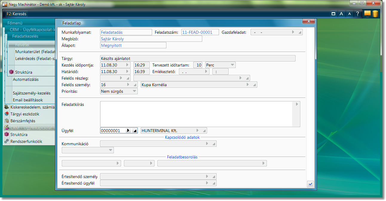 Módosított feladatfelvétel&nbsp;