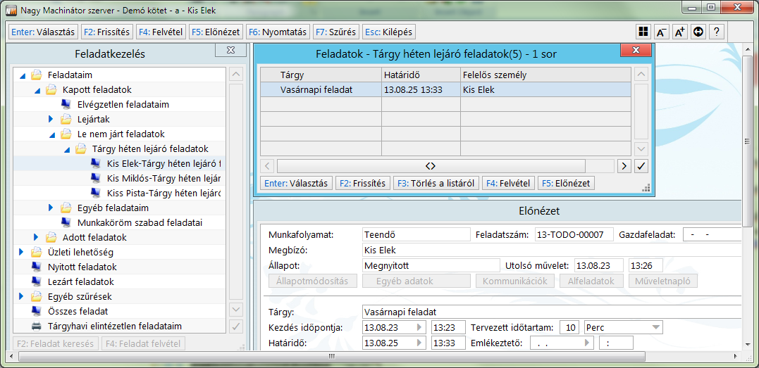 Felelősszemélyenkénti kiértékelés
