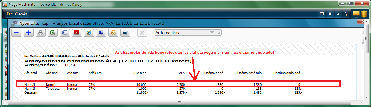 Áfalista vége elszámolandó adó könyvelése után