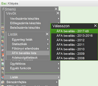 Új áfabevallás menüszerkezet