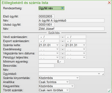 Előlegbekérő lista