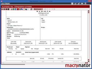 Előlegszámla nyomtatása