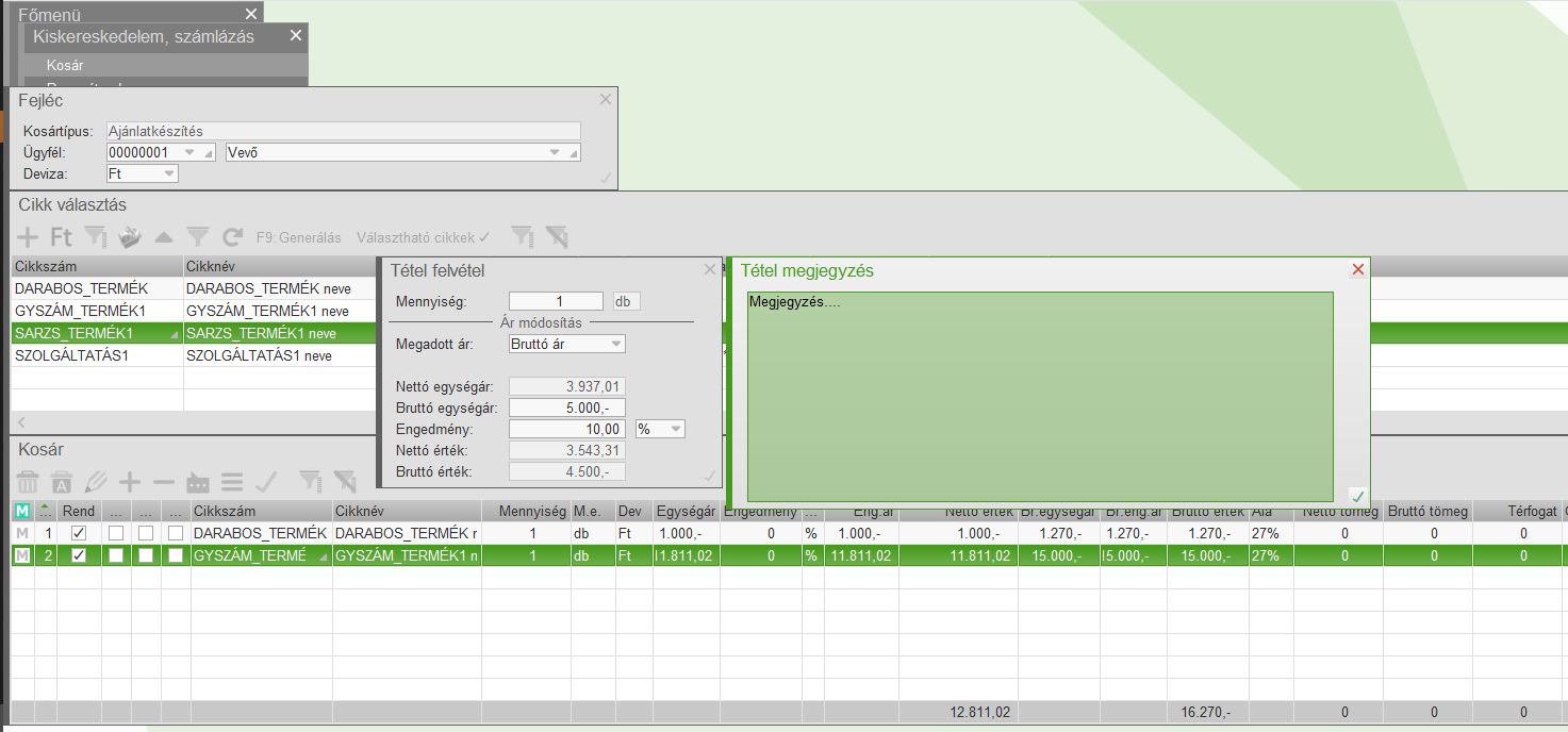 Ajánlat készítése