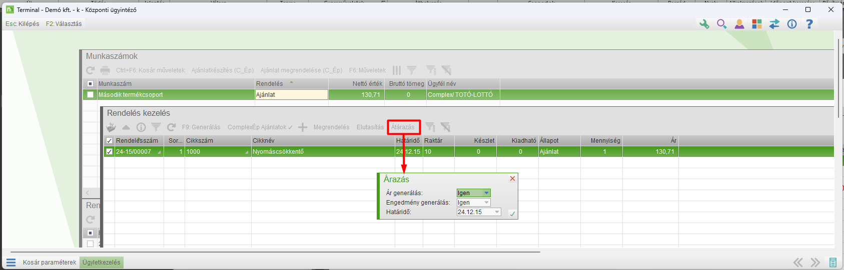 Átárazás művelet