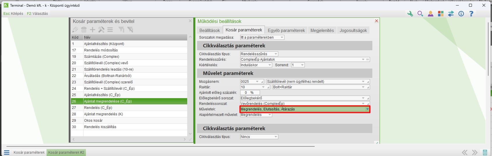 Átárazás művelet aktiválás