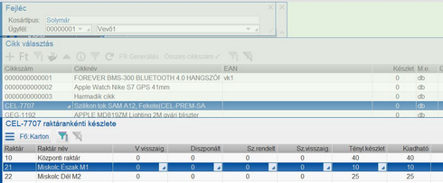 Készlet lekérdezése