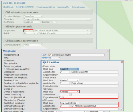 Áttárolás mozgásnem megadása