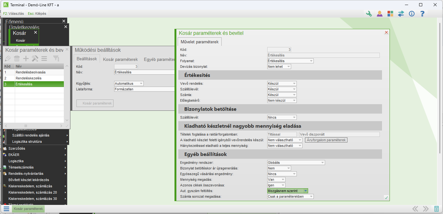Automatikus gyártási szám kezelés aktiválása