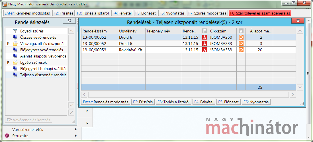 Művelet kiválasztása
