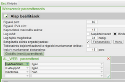 Globális menüparaméterek megadása