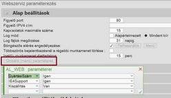 Globális menüparaméterek megadása