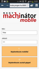 Web alapú NM bejelentkezés Android eszközről
