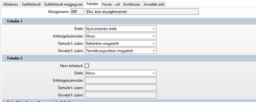 Beszerzés mozgásnem feladás