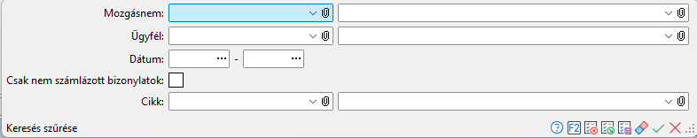 - Szállítólevél tétel keresés szűrési feltételei -