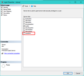 - sysadmin beállítása SQL Management Studioban -