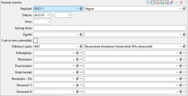- Vegyes könyvelés tétel tárgyi eszköz keresés szűrési feltétel -