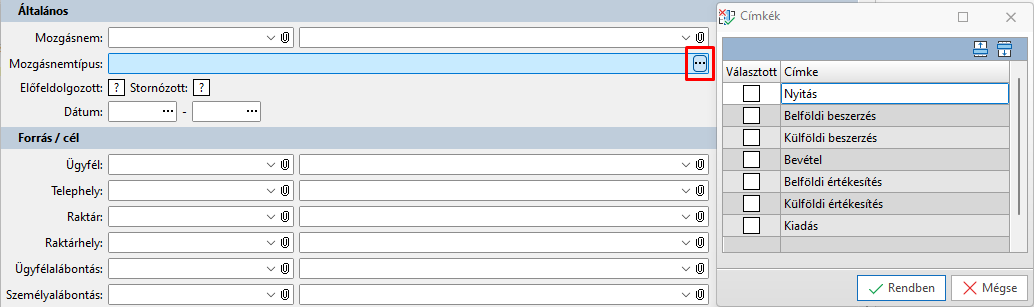 - Szállítólevél keresés szűrési feltételeiben a Mozgásnem típus kiválasztása - - Szállítólevél keresés szűrési feltételeiben a Mozgásnem típus kiválasztása -