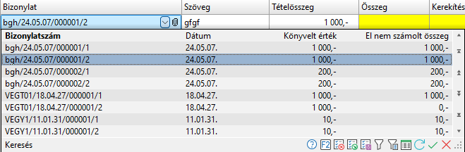 - Vegyes könyvelés tétel tárgyi eszköz keresés táblázat adatok -