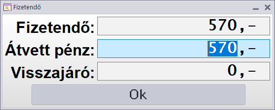 Kisker számlázás fizetendő ablak alapértelmezett működés mellett
