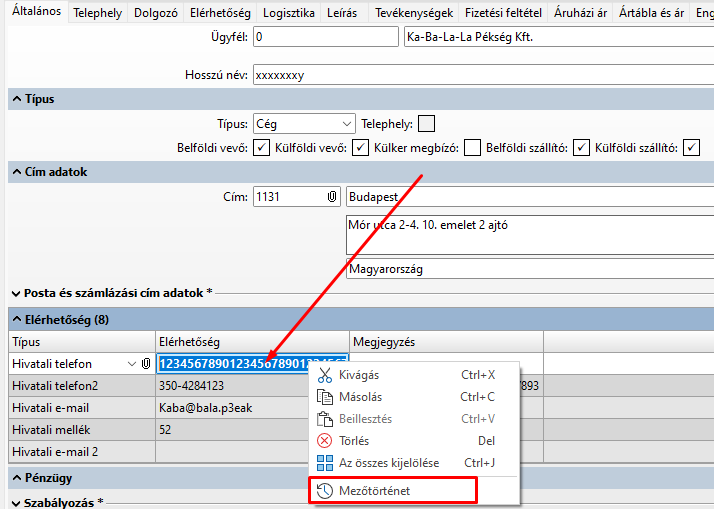 - Beviteli mező felbukkanó ablak -