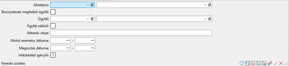- Akta keresés szűrési feltétel -