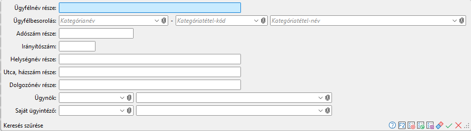 - Szűrés az ügyfél kereséskor -